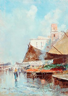 Oscar Ricciardi - Scene at a market in Naples
