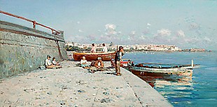 Giuseppe Laezza - Fisherman at the dock Caracciola near Naples