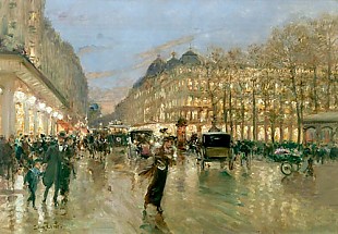 Luigi Loir - Evening on the Boulevard in Paris