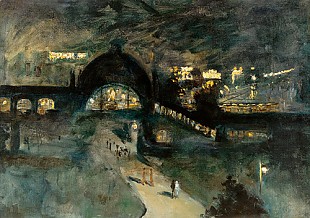 Lesser Ury - Railway station Nollendorfplatz at night