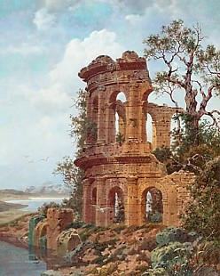 Ferdinand Knab - Roman villa at a still water
