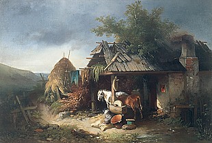 Carl Pischinger - Blacksmith in evening light