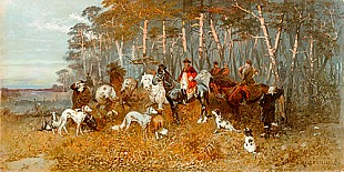 Wandalin Strzalecki - Hunter party at edge of the forest