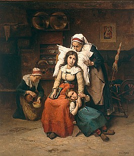 Eugène Francois Fines - Dreaming young mother