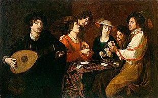 Theodor Rombouts - Party with card game playing music