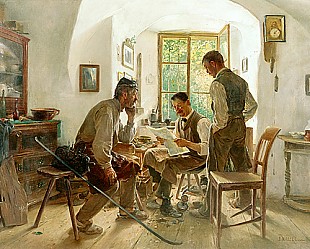Josef Kinzel - Village politicians in shoemakers workshop