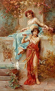 Hans Zatzka - Flute player with friend