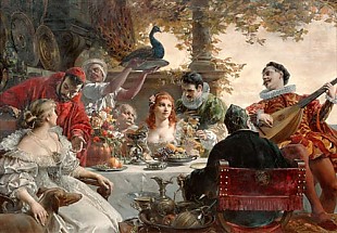Ferdinand Wagner d. J. - Festive company with mandolin player