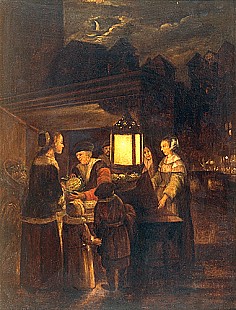 Niderländischer Genremaler - Vespertine brisk market