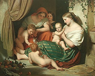 Adolf Friedrich G. Wichmann - Roman with children at a sunny patio