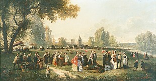 Guillaume-Francois Colson - Festivity society at a meadow near village