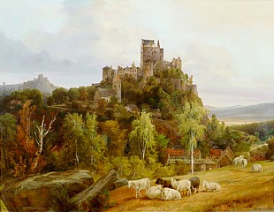 August Wilhelm Ahlborn - View at a castle in Bolkenhain in Silesia