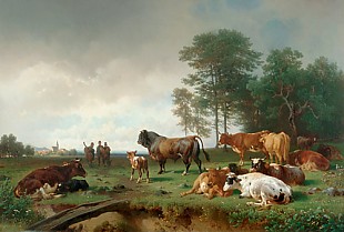 Karl Friedrich Adolf Nickol - Races of the village musicians at a cattle meadow