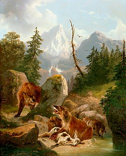 Friedrich Gauermann - The hard-fought prey