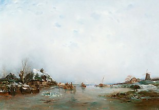 Johann Bernard Klombeck - Landscape in the winter