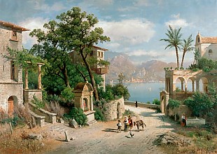 Carl Gustav Rodde - Evening at lake Lago Maggiore