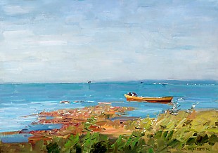 Alexander Koester - Lake with a little rowing boat