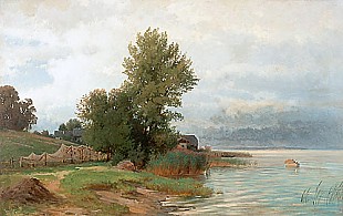 Paul (Gottlieb Daniel Paul) Weber - Thunderstorm at lake Chiem