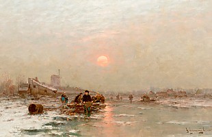 Johann Jungblut - Harbour in Netherland in winter