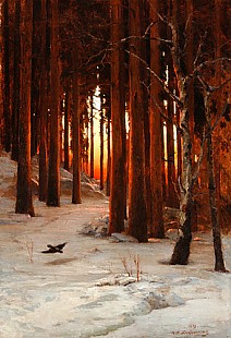 Nikolai Dobrowolsky - Snowy clearing in the evening