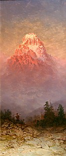 K. Sankowskij - Landscape in the higher mountains with hunter