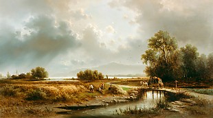Albert Rieger - Hay harvest at a tarn, maybe Lake Chiem