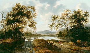 Peter Cosyn - Stream landscape with wanderer