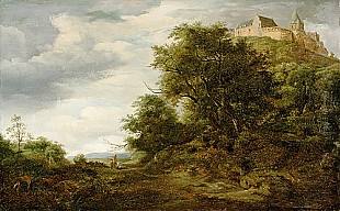 Friedrich Otto Georgi - Evening landsscape with castle