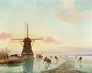 Nicolaas Johannes Roosenboom - Ice skater at evening