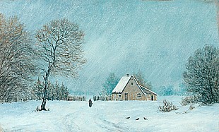 O.T. Monogrammist - Peasnat woman at a snowy way to farmstead