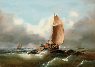Paul Jobert - Fisherman boat on moved lake