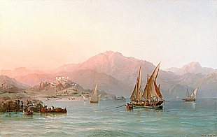 Wilhelm Melby - Mediteranean coast with sailing boats
