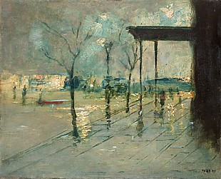 Pariser Maler - Place in a big city in the evening after rain