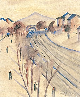 August Macke - Oilmountain with track