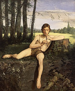 Hans Thoma - Flute playing boy