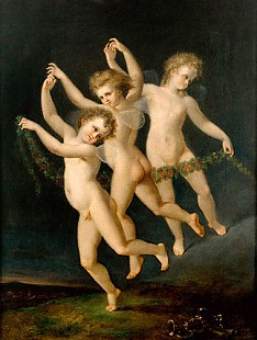 Christian Heinrich Hanson - Fairies with blossom garland
