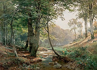Heinrich Böhmer - Deers in beech grove