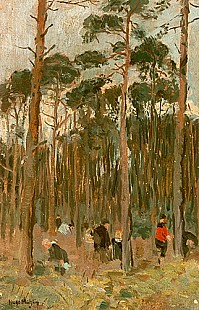 Hugo Mühlig - mushron foray in a pinewood