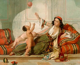 Franz Vinck - Oriental woman playing with her children