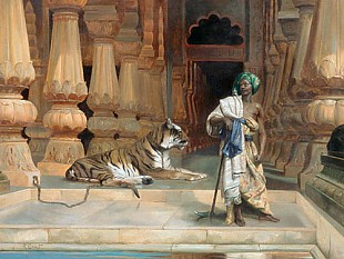 Rudolph (Rodolphe) Ernst - Oriental woman and a tiger