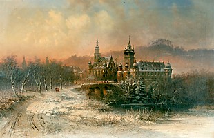 Pieter Francis Peters - Evening in Hohenloh Neuenstein in winter