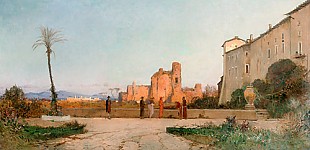 Hermann David Salomon Corrodi - Audience at a terrace of Castell Gandolfo