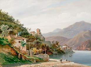 deutsch. Landschaftsmaler - Varenna at Comer Lake