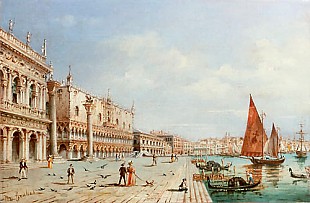 Carlo (Marco) Grubas - Venice-Canale Grande with Entry to Markusplatz