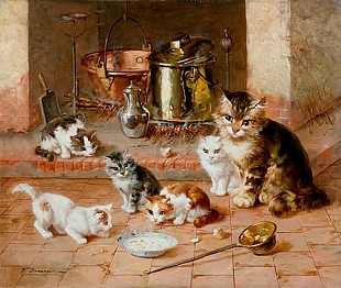 V. Demongin - Family of cats and the hot mash