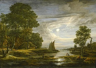 Aert van der Neer - Landscape in moon