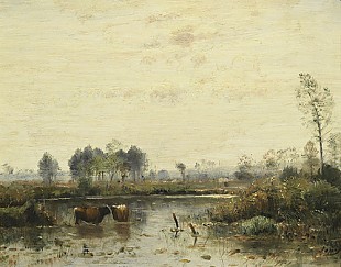 Louis-Aime Japy - Meadows with cows in the water