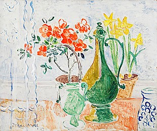 Oskar Moll - Flower still life at a window