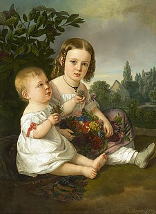 Joseph Lavos - Two little sisters in the garden