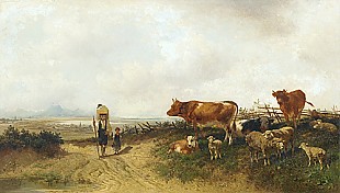 Conrad Bühlmeyer - Landscappe with animals and wanderers